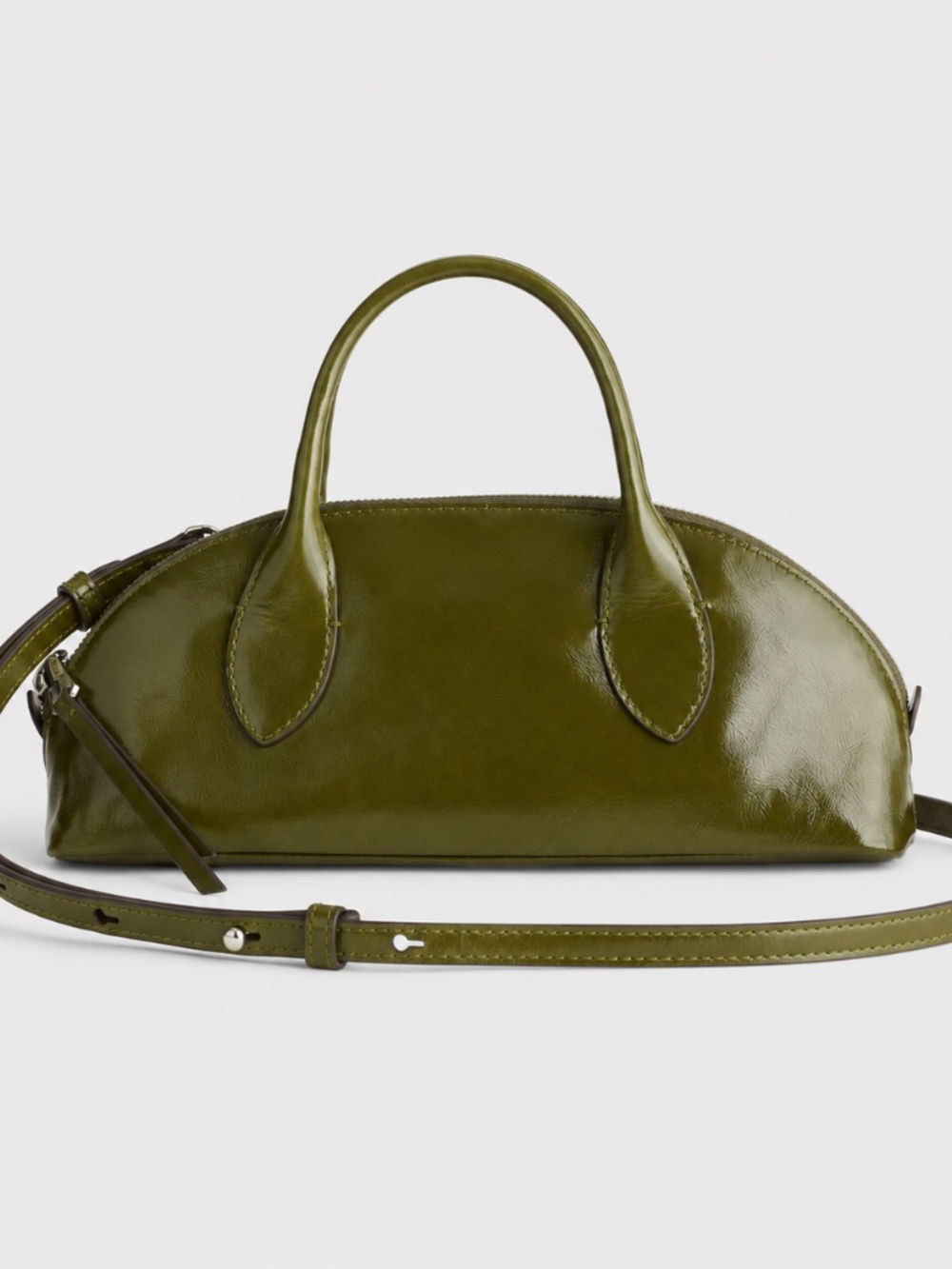 Madewell Dome Green Patent Leather Crossbody Satchel